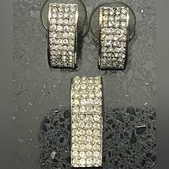 Suzanne Somers vintage pave crystal earring pendant slide set HSN - Picture 1 of 2
